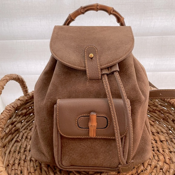 🤎 Gucci Bamboo Suede Backpack 🤎 - Picture 1 of 13